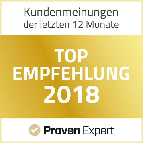 ProvenExpert Top Empfehlung 2018