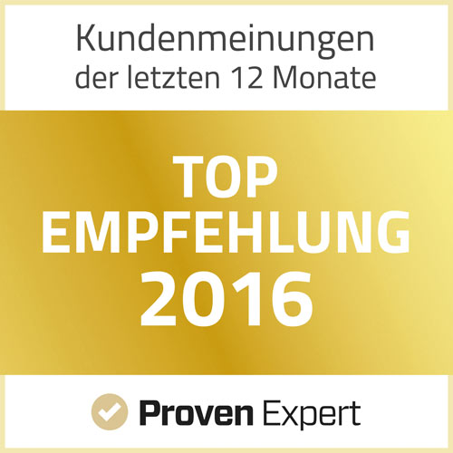 Proven Expert Top-Empfehlung 2016