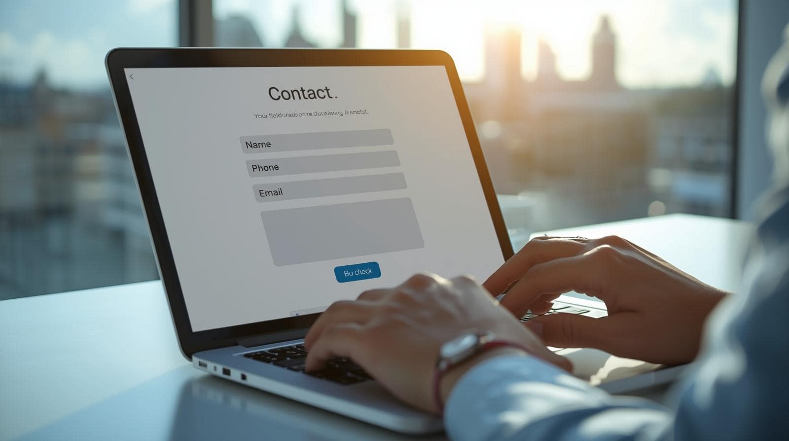 Close-up eines Laptops mit geöffnetem Kontaktformular