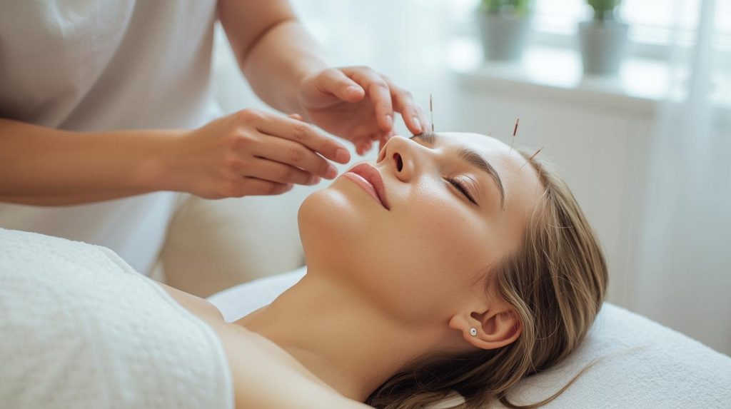 Frau bekommt eine Akupunktur-Behandlung