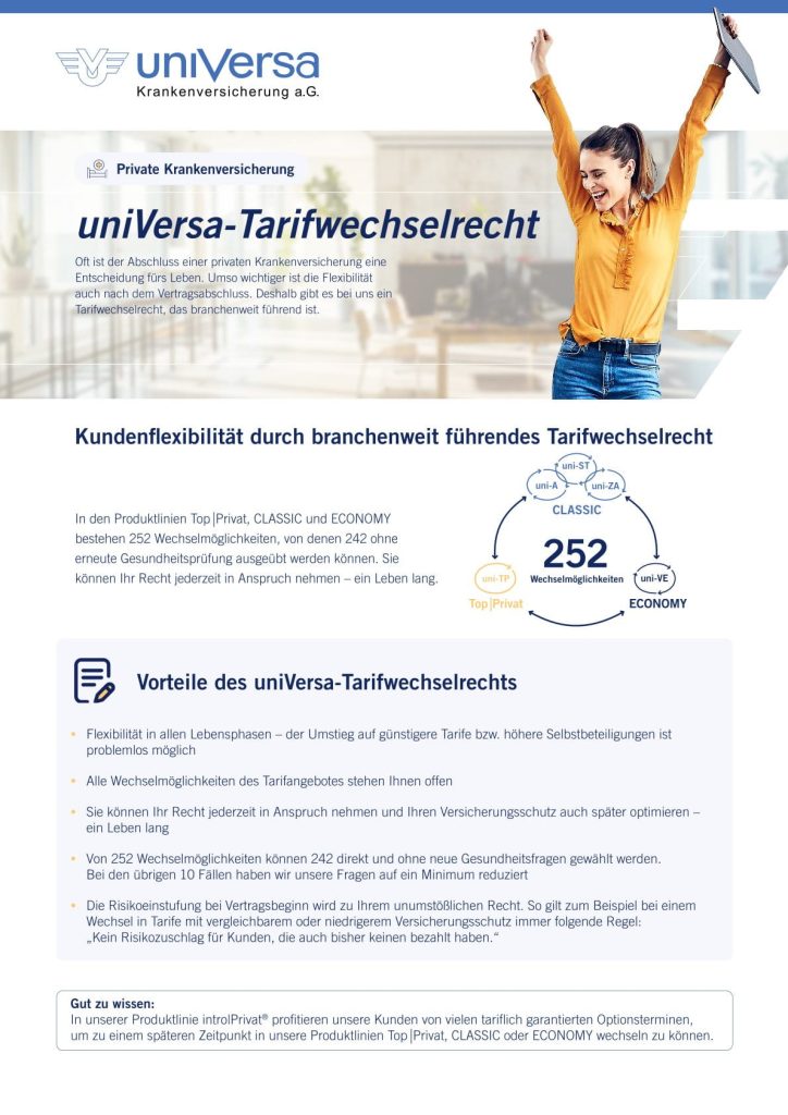 uniVersa Tarifwechselrecht